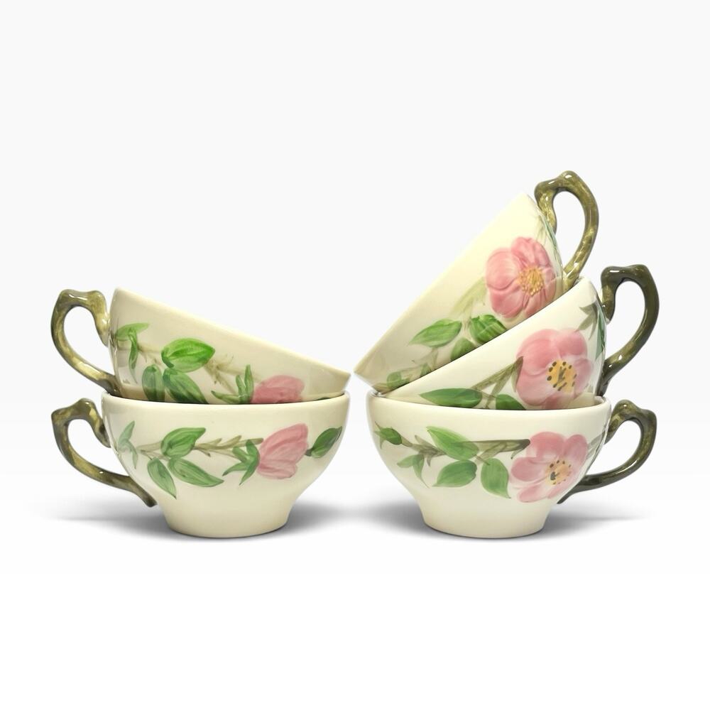 Franciscan “Desert Rose” 5 Earthenware Tea Cups 2 1/4” 8oz (No Saucers)